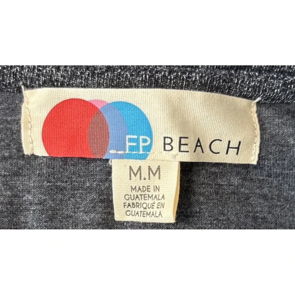 Free‎ People FP Beach Gray Marl Boho Cardigan M.M Open Front Maxi Knit Pockets